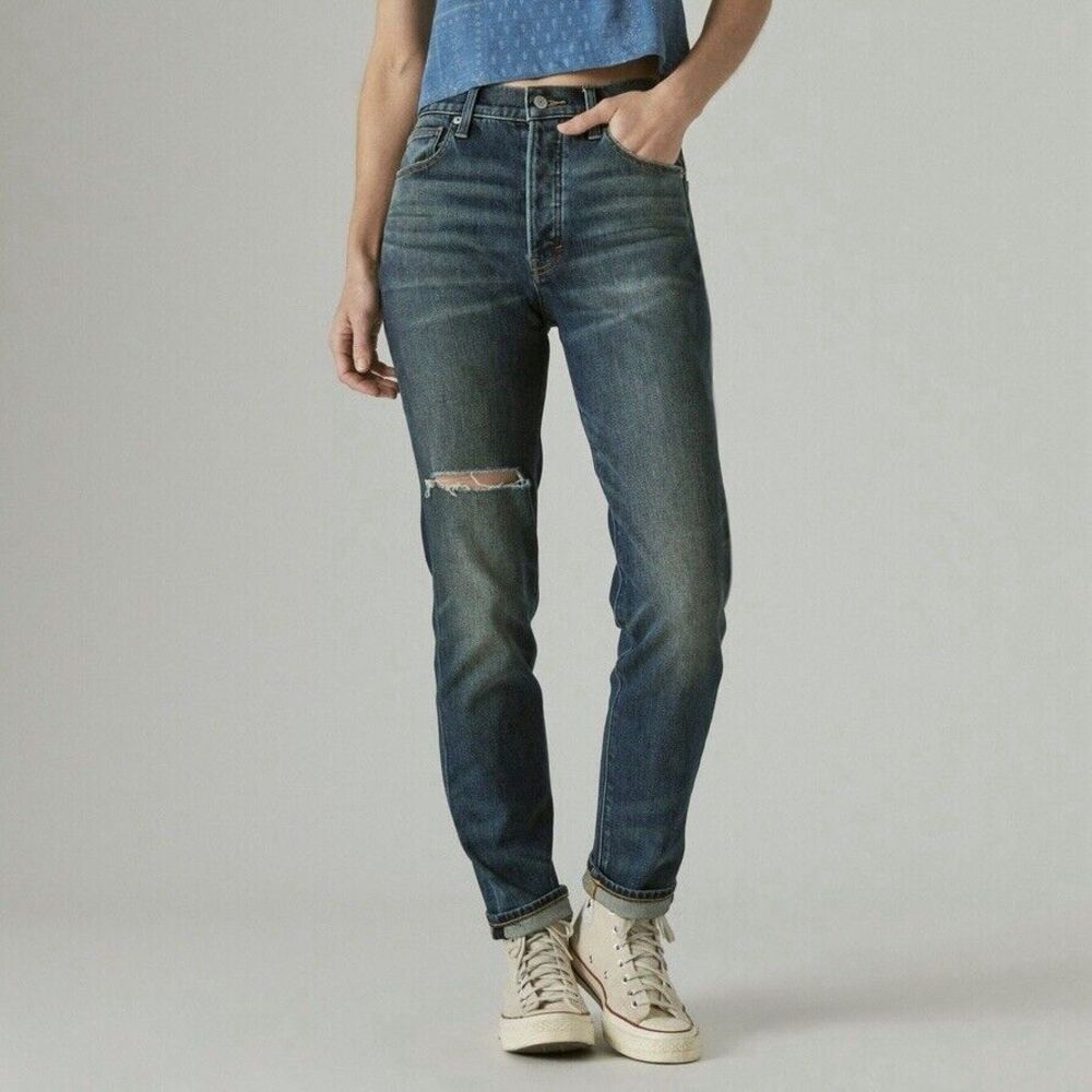 Lucky Brand High Rise Mom Jeans Drew Distressed Ankle Size 2 / 26
